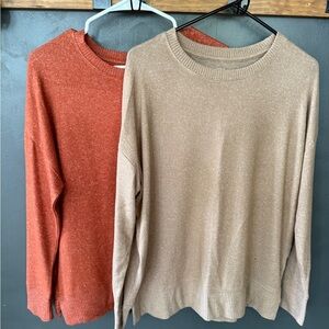Time and Tru Women's Sweater Duo in Tan and Orange
